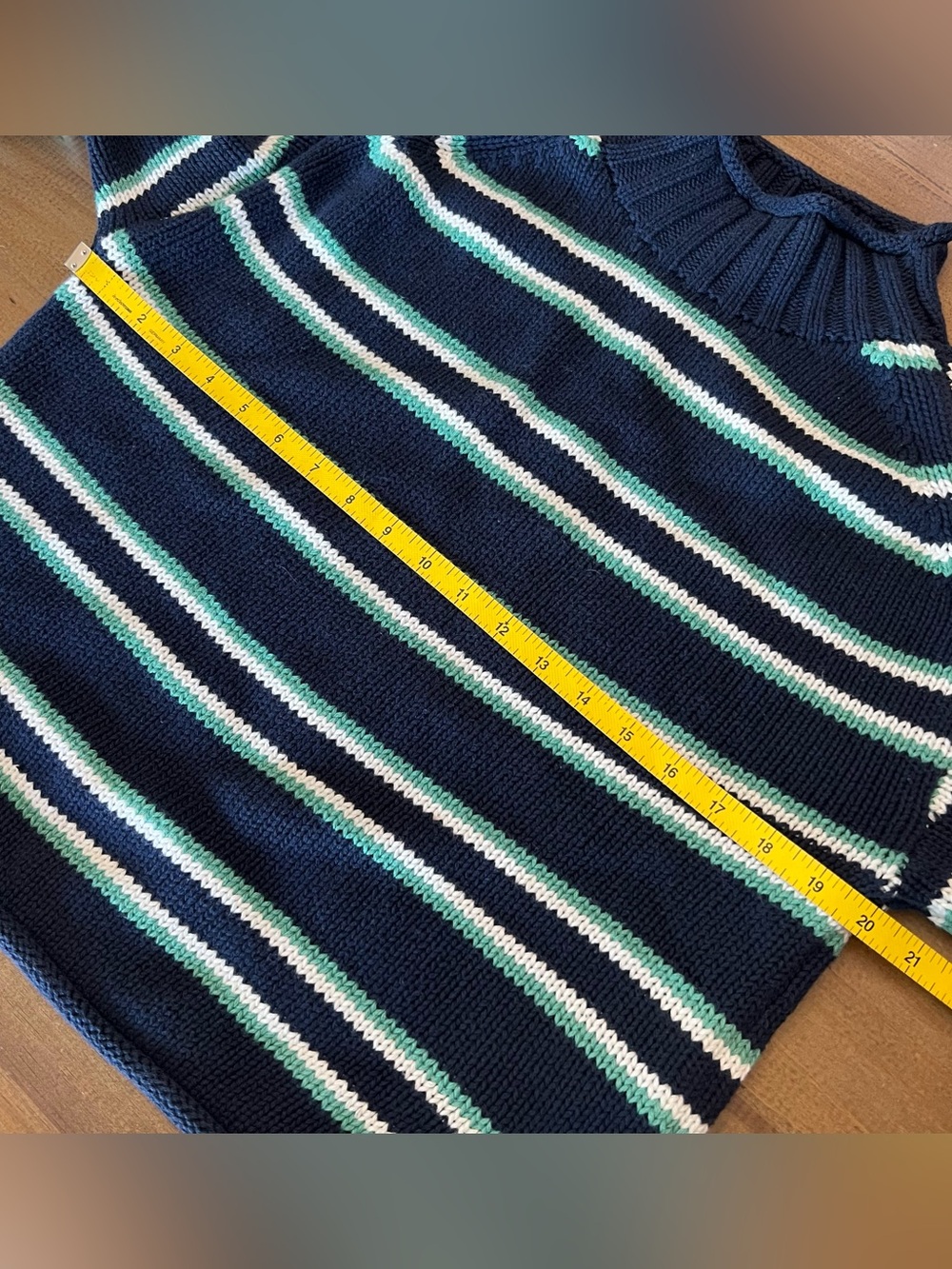 J.Crew 2025 Rollneck Sweater Striped Navy Aqua Multi XXS - Picture 11 of 12